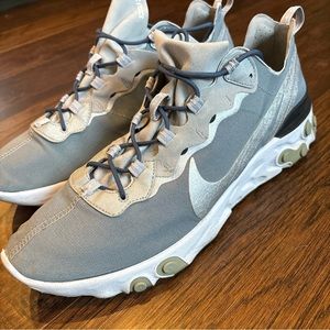 Nike React Element 55 'Silver' Athletic Running Shoes BQ6166-007 Men's Size 13
